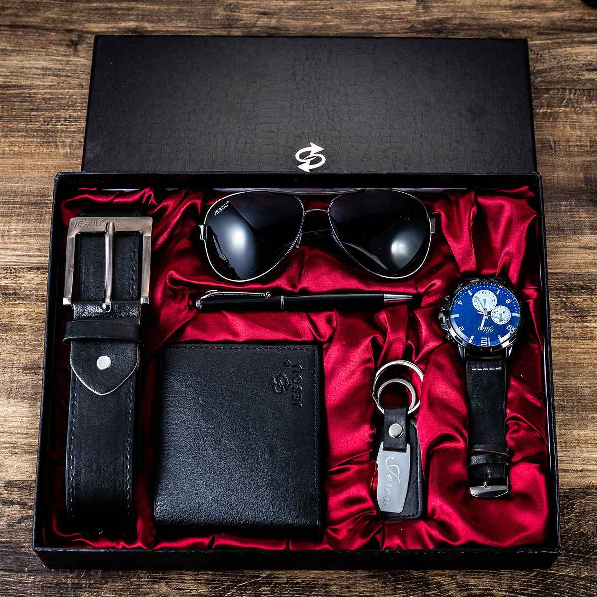 Mens Gift Set: Elegant Watch, Belt, and Wallet for Him - Perfect Men's Gift Set